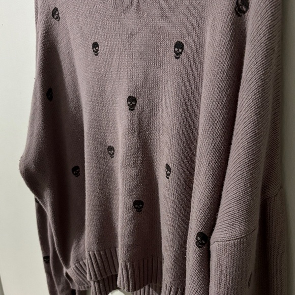 Sincerely Jules Lavender Sweater with Black Skull Accents - Picture 3 of 7